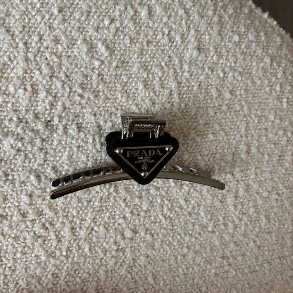 Prada Black and Silver Metal Hair Clip